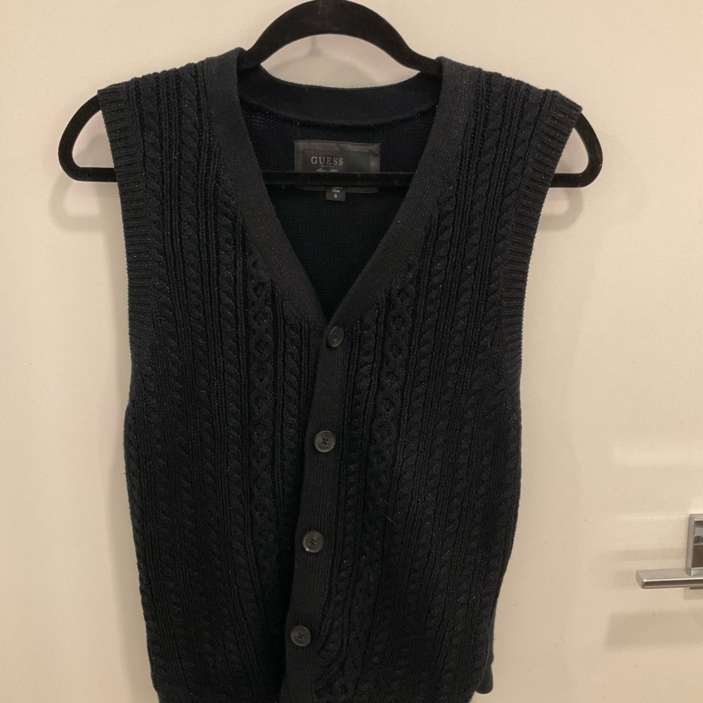 Guess Black Cable Knit Vest